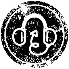 music headphones with devil tail distressed icon