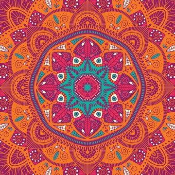 Colorful ornamental floral ethnic mandala