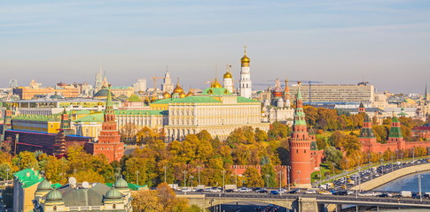 View of  Kremlin,  Kremlin Embankment and Moscow River in Moscow