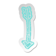 distressed old sticker of an arrow