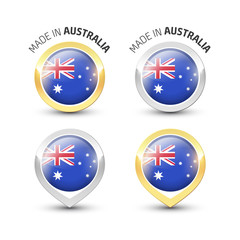 Made in Australia - Round labels with flags
