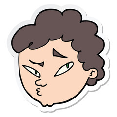 sticker of a cartoon suspicious man