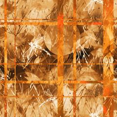 Vintage seamless watercolor pattern of plants, Herbs, flowers, poppy, rose, peony, dragonfly. brown,orange flowers watercolor. stylish pattern.  Abstract paint splash