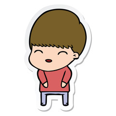 sticker of a happy cartoon boy