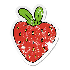 distressed sticker cartoon doodle of a fresh strawberry