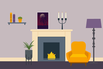 Living room Interior. Flat living room interior. Vector illustration