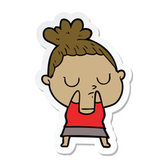 sticker of a cartoon calm woman