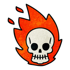 quirky hand drawn cartoon skull