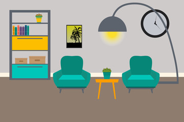 Living room Interior. Flat living room interior. Vector illustration
