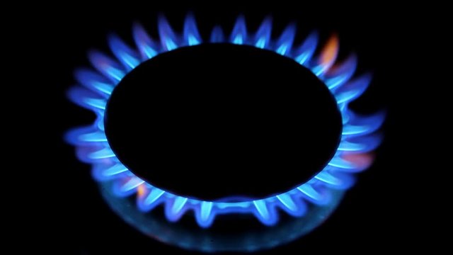 Flame on gas oven, closeup