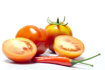 tomatoes on white background
