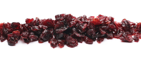 Dried cranberries isolated on white background