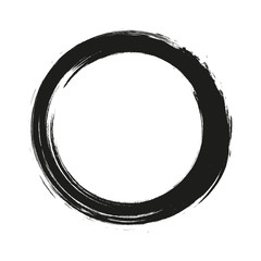 vector brush strokes circles of paint on white background. Ink hand drawn paint brush circle. Logo, label design element vector illustration. Black abstract grunge circle. Frame