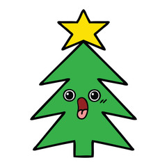 Fototapeta premium cute cartoon christmas tree