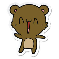 sticker of a happy bear cartoon