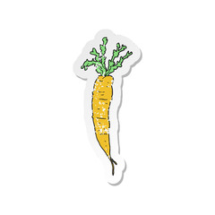 retro distressed sticker of a cartoon carrot