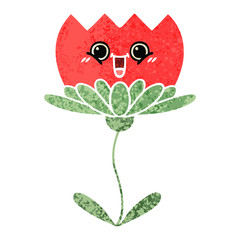 retro illustration style cartoon flower