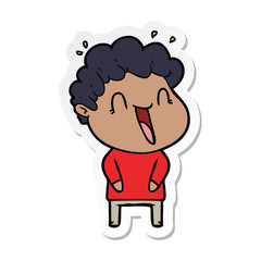 sticker of a cartoon happy man