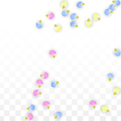 Vector Realistic Colorful Petals Falling on Transparent Background.  Spring Romantic Flowers Illustration. Flying Petals. Sakura Spa Design. Blossom Confetti. Design Elements for Wedding Decoration.