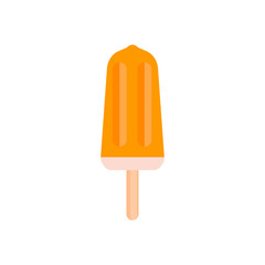 Orange ice cream on wooden stick. Cartoon icecream food. Vector illustration isolated on white eps10