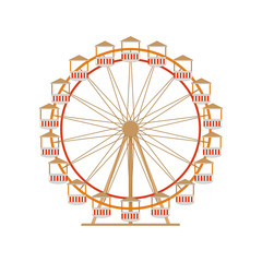 Obraz premium Ferris wheel icon. Park attraction carousel. Vector illustration isolated on white background
