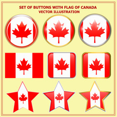 Bright background buttons with flag of Canada . Happy Canada day background. Bright buttons with flag.