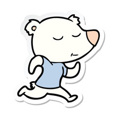 sticker of a happy cartoon polar bear