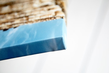 Canvas print. Photo with gallery wrap method of canvas stretching on stretcher bar, lateral side
