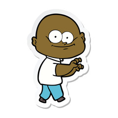 sticker of a cartoon bald man staring