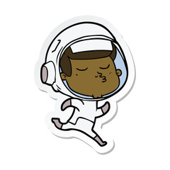 sticker of a cartoon confident astronaut