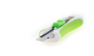 box cutter green colored isolated on white background