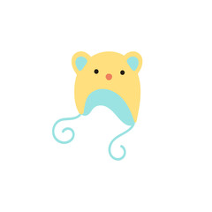 Flat style icon of the baby bonnet for a happy child. Simple object for kid comfort.