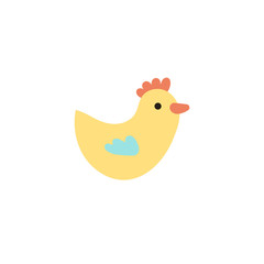 Flat style icon of baby toy chicken for a happy child. Simple object for kids games.