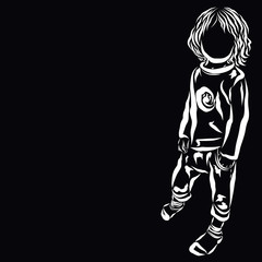 Cute stylish baby, white pattern on black background