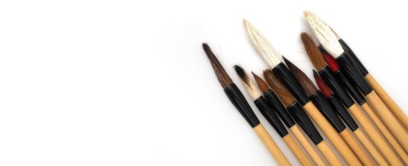 Set of chinese brushes isolated on white background
