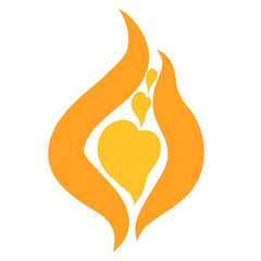 flame of fire with hearts, love, truth and good
