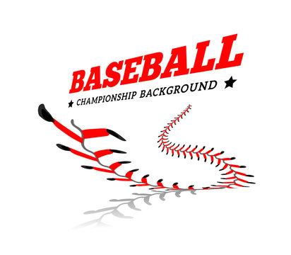 Baseball background. Lace from a baseball on a white. Vector