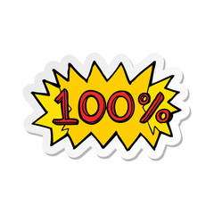 sticker of a cartoon 100% symbol