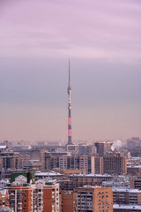 Fototapeta na wymiar Moscow, Russia - January 9, 2019: Ostankino Tower is a television and radio tower in Moscow