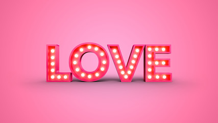 3d love word isolated on white background