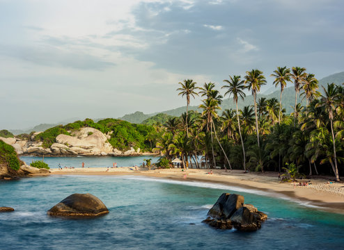 El Cabo San Juan del Guia beach, elevated view, Tayrona National Natural Park, Magdalena Department, Colombia