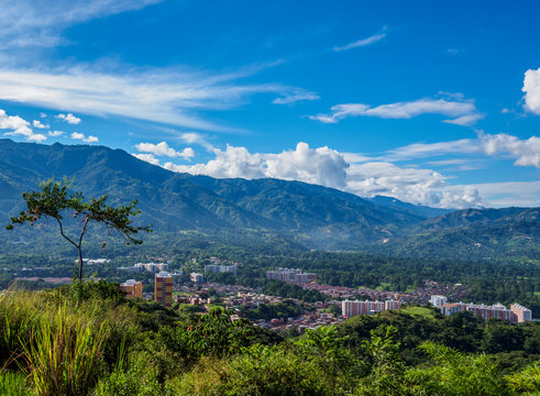 Landscape seen from La Cantera Hill, Piedecuesta, Santander Department, Colombia
