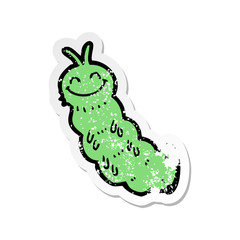 retro distressed sticker of a cartoon caterpillar