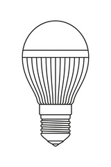 Line art black and white halogen light bulb
