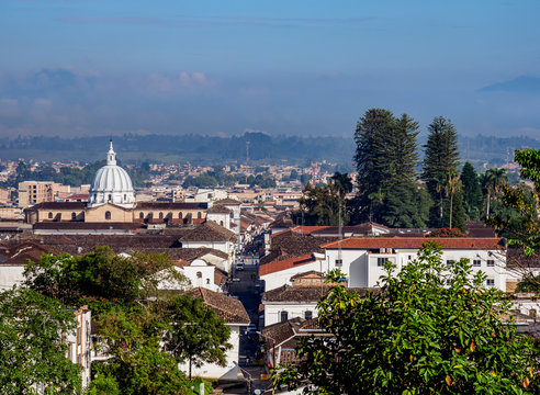 Popayan Cityscape, elevated view, Cauca Department, Colombia