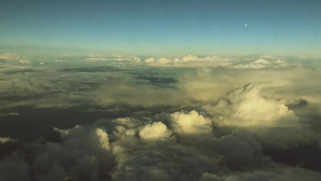 View from the window of a flying airplane