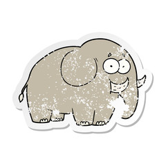 distressed sticker of a cartoon elephant