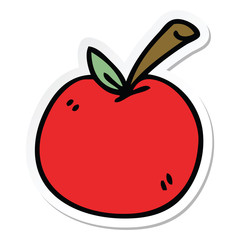 sticker of a quirky hand drawn cartoon apple