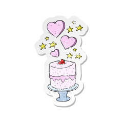 retro distressed sticker of a cartoon cake