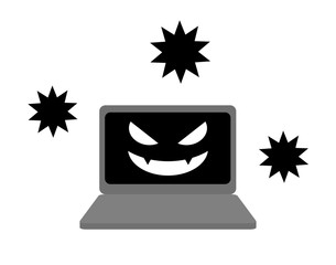 コンピューターウイルスに感染したパソコン